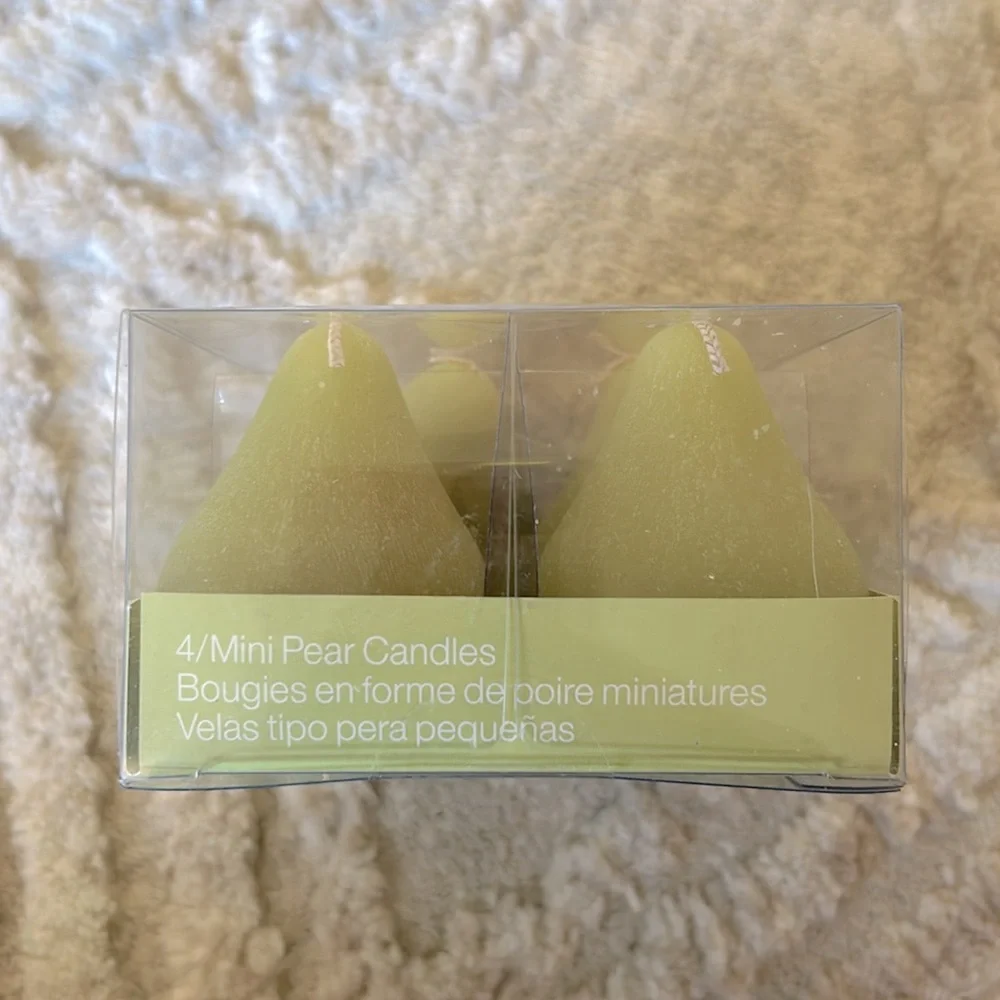 NEW Crate and Barrel 4 mini pear candles